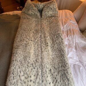 Pottery Barn Teen Gray Leopard Faux Fur Sleeping Bag